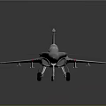 Gray Jet Fighter Model with Transparent Cockpit Red Wing Emblems Landing Gear Down Dark Background