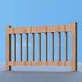 Garden Ornament Wooden Railing With Vertical Slats And Square Posts Simple Design