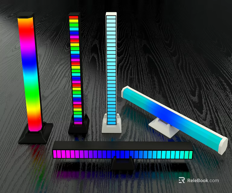 Colorful LED Light Strips In Vertical Horizontal Shapes With RGB Colors And Different Bases 3d model 