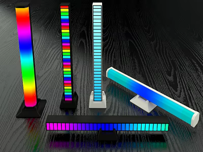 Colorful LED Light Strips In Vertical Horizontal Shapes With RGB Colors And Different Bases 3d model