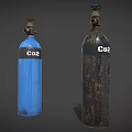 Industrial CO2 Gas Cylinders Showing Blue And Rusty Metal Storage Containers