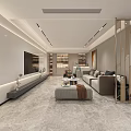 Modern Dining and Living Room Interior With Sofa Coffee Table TV Wall And Lighting