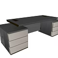 Modern Wooden Office Desk With Spacious Workspace Drawers And Metal Frame