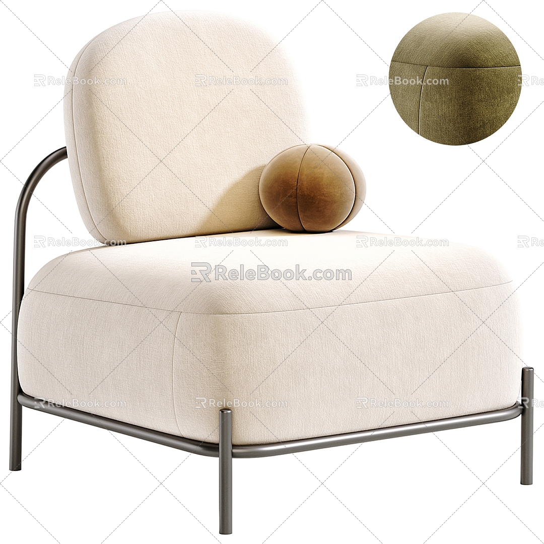 Modern Leisure Chair Fabric Single Sofa 3d model