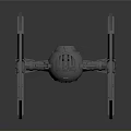 Detailed TIE Fighter Model with Hexagonal Wings and Central Cockpit on Dark Surface