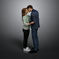 Man In Plaid Shirt And Jeans Facing Woman With Green Patterned Top On Gray Background