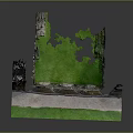 Cartoon Scene Of Ancient Stone Arch Ruins With Green Grass And Multiple Arches