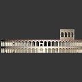 Ancient Roman Amphitheater Architecture With Circular Auditorium And Pink Central Area