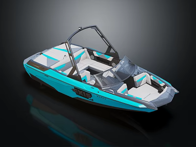 Turquoise And White Modern Yacht With Stylish Design 3d model