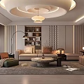 Modern Living Room Interior With Sofa Coffee Table Floor Lamp And Decorative Wall