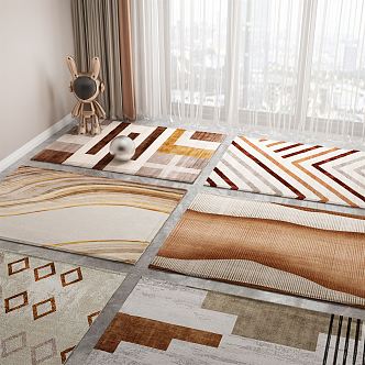 Modern square carpet abstract carpet 3d model