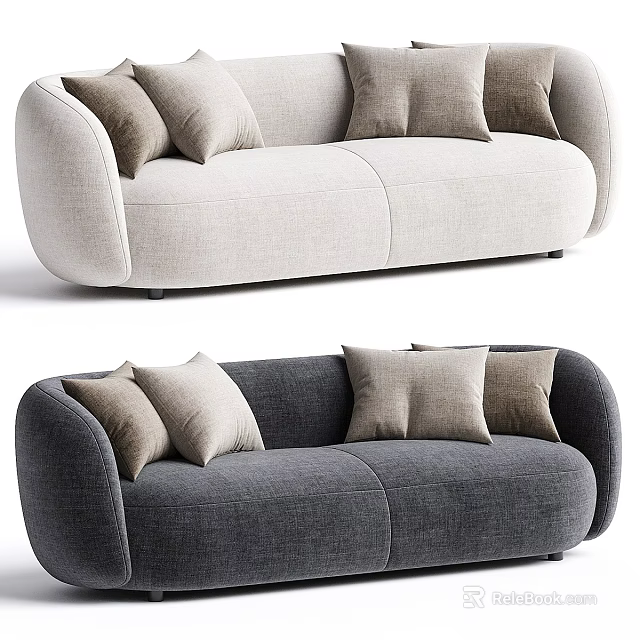 Modern Upholstered Two Seater Sofa With Light And Dark Colors And Decorative Cushions 3d model 