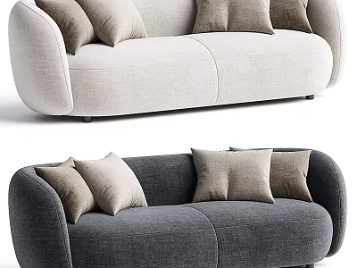 Modern Upholstered Two Seater Sofa With Light And Dark Colors And Decorative Cushions 3d model