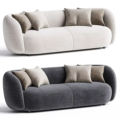 Modern Upholstered Two Seater Sofa With Light And Dark Colors And Decorative Cushions 3d model