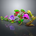Various Colorful Plants Featuring Purple Flowers Green Leaves And Unique Shapes