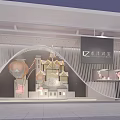 Elegant Jewelry Storefront Window With Arched Design Decorative Architectural Models And Hot Air Balloon Decorations