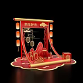 New Year Photo Spot With Red Decor Lanterns Gifts Mountain Fan And Fortune