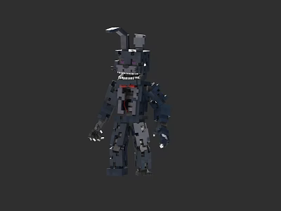 Game Movie Character Mechanical Rabbit Block Style With Dark Color And Red Details 3d model