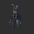 Game Movie Character Mechanical Rabbit Block Style With Dark Color And Red Details