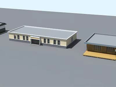 Three Architectural Building Models With Different Roof Styles And Exterior Designs 3d model