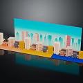 Commercial Equipment for Displaying Building Models with City Skyline and Colored Areas