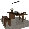 Modern Middle Style Desk and Chair Combination Type Chandelier Middle Style Table Lamp Middle Style Stool Middle Style Single Chair Acrylic Desk Decoration 3d model
