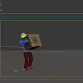Moving goods Republic of China men's characters labor box action binding animation 1000 frame animation 3d model