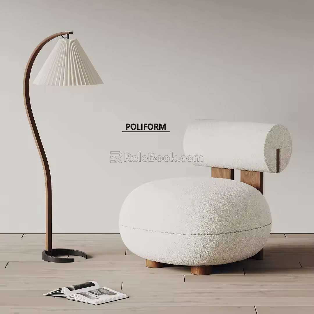 poliform modern single sofa floor lamp 3d model