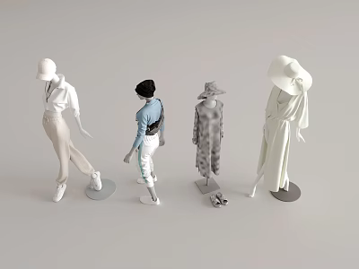 Stylish Clothing Showcased By Diverse Mannequins 3d model