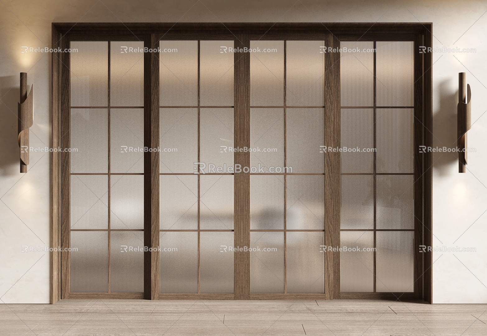 Wind sliding door kitchen sliding door wooden sliding door screen sliding door partition door 3d model