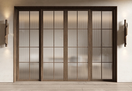 Wind sliding door kitchen sliding door wooden sliding door screen sliding door partition door 3d model