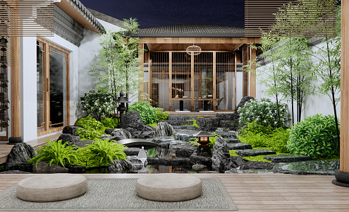 New Chinese Courtyard Atrium Courtyard Landscape 3d model