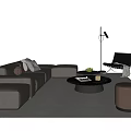 Modern Living Room Beige L shaped Sofa and Glass Top Coffee Table Set with Accent Pillows