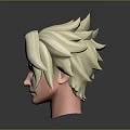 Game Movie Character 3D Model Head With White Spiky Hair And Blue Eyes