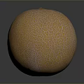 Fresh Ripe Whole Cantaloupe Melon with Orange Netted Skin on Dark Background