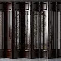 Dark Wood Folding Doors With Vertical Slats For Modern Interior Partition