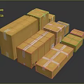 Yellow Cardboard Boxes Of Various Sizes Secured With White Packing Tape
