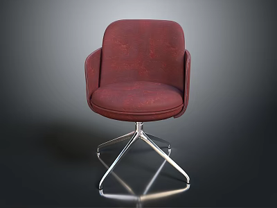 Comfortable Modern Red Upholstered Chair With Armrests And Metal Base 3d model