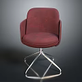 Comfortable Modern Red Upholstered Chair With Armrests And Metal Base