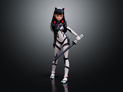 Modern game character cartoon girl cartoon girl model