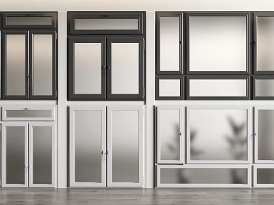 Black And White Modern Casement Windows With Aluminum Frames And Tempered Glass 3d model