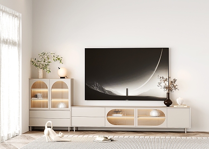 modern TV cabinet cream TV cabinet 3d model