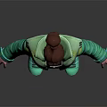 3D Animated Character In Green Jacket With Brown Hair Goggles Dark Pants Green Shoes