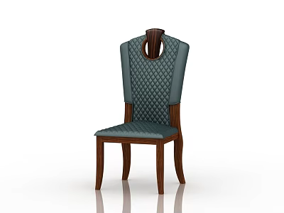 Elegant Green Upholstered Dining Chair With Quilted Pattern And Wooden Frame 3d model