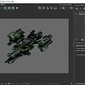 Large Green Military Style Spaceship Flying Near Earth in Space