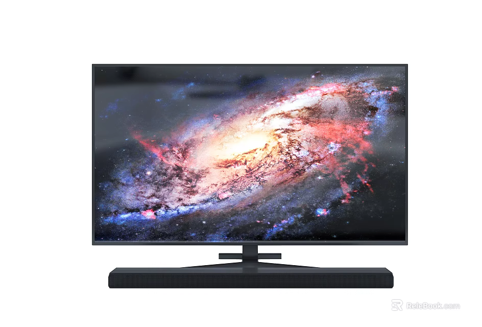 Modern Television Displaying Stunning Galaxy Space Scene With Sleek Base Design 3d model 
