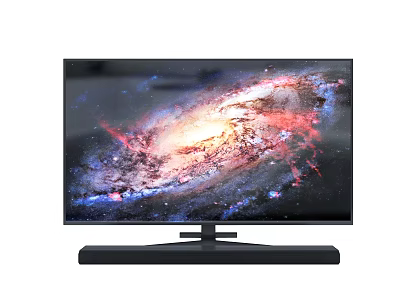 Modern Television Displaying Stunning Galaxy Space Scene With Sleek Base Design 3d model