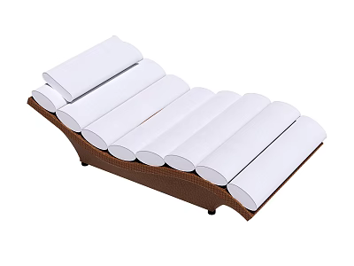 Modern Lounge Chair With Brown Frame And Multiple White Cylindrical Cushions 3d model