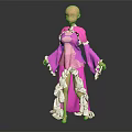 Elegant Pink And White Women's Dress With Long Sleeves Ruffled Hem Design