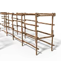 Stone Wood Fence Structure With Crossed Wooden Bars For Outdoor Garden Decoration